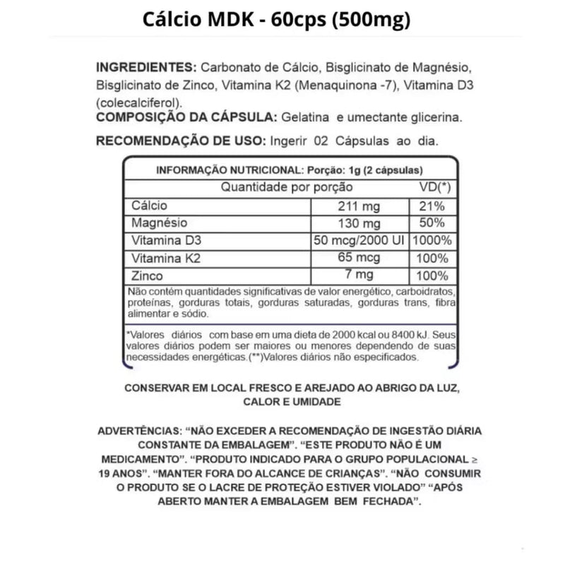 Cálcio MDK - 500mg